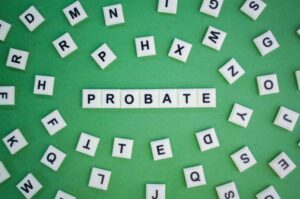 Letters of the alphabet with the word probate. 