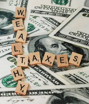 Financial documents and planning materials related to wealth and taxes